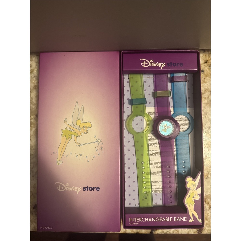 Rare Vtg 1990 Disney Store Exclusive Tinker Bell Watch w/Interchangeable Bands